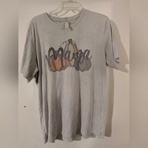 Gray Graphic T-Shirt with Pumpkin Mama Design